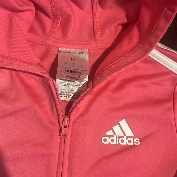 Adidas Girls Pink Hoodie Tracksuit Size 5 - Picture 5 of 5